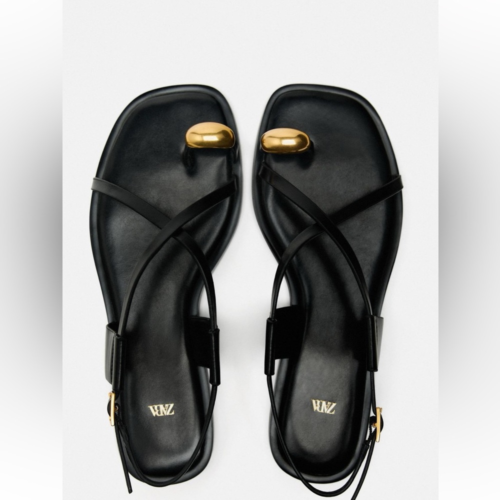 NWT Zara strappy sandals with metal embellishment